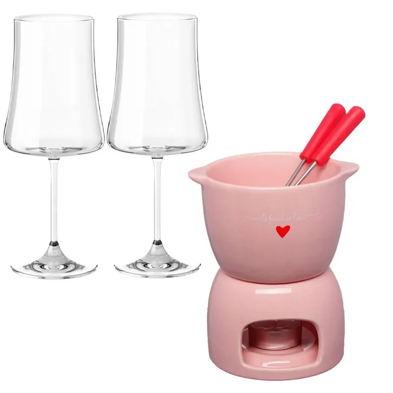 Aparelho De Fondue E Taças De Vinho 560ml Pleasure L'amour Rosa
