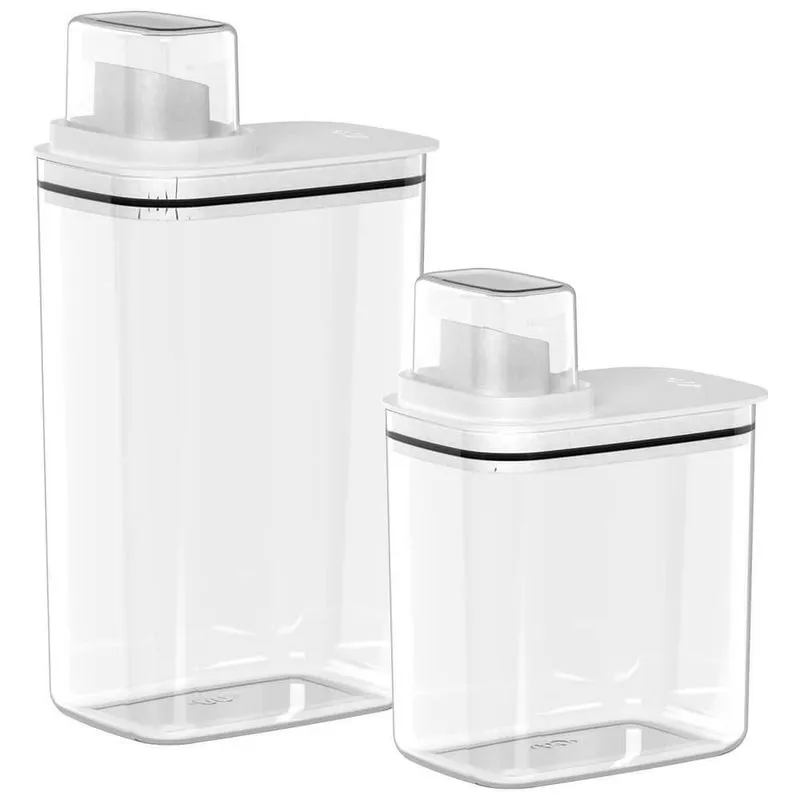 Jogo Dispensers Herméticos Tampa Medidora 1,5l E 2,3l Ou