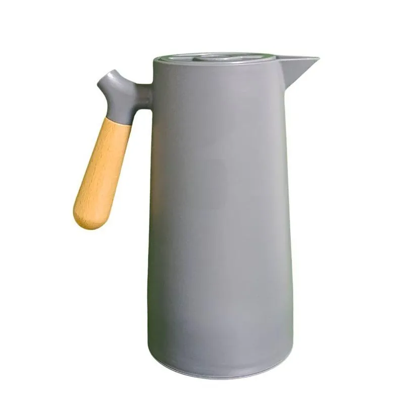 Garrafa Térmica Cabo De Madeira Manter Bebidas Quentes Ampola De Vidro E Plástico Vedação Perfeita