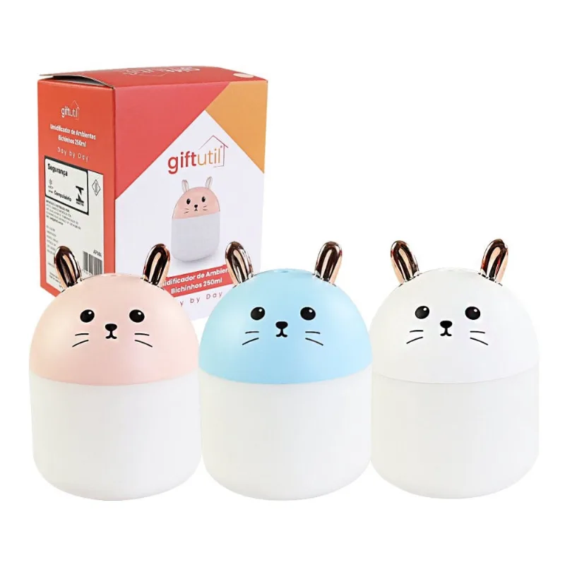 Umidificador de Ambientes Purificador Portátil de Coelho USB 250ml Sortido