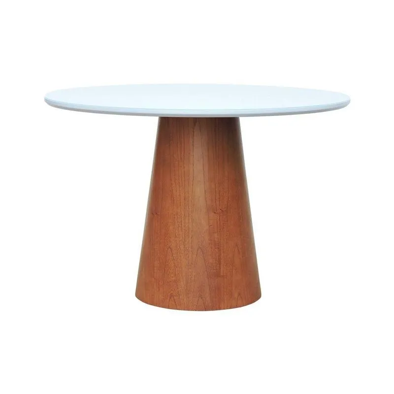 Mesa De Jantar Tampo Em Vidro Base Cone Laminado Cinamomo Amêndoa Tampo 120 Branco-vidro Branco