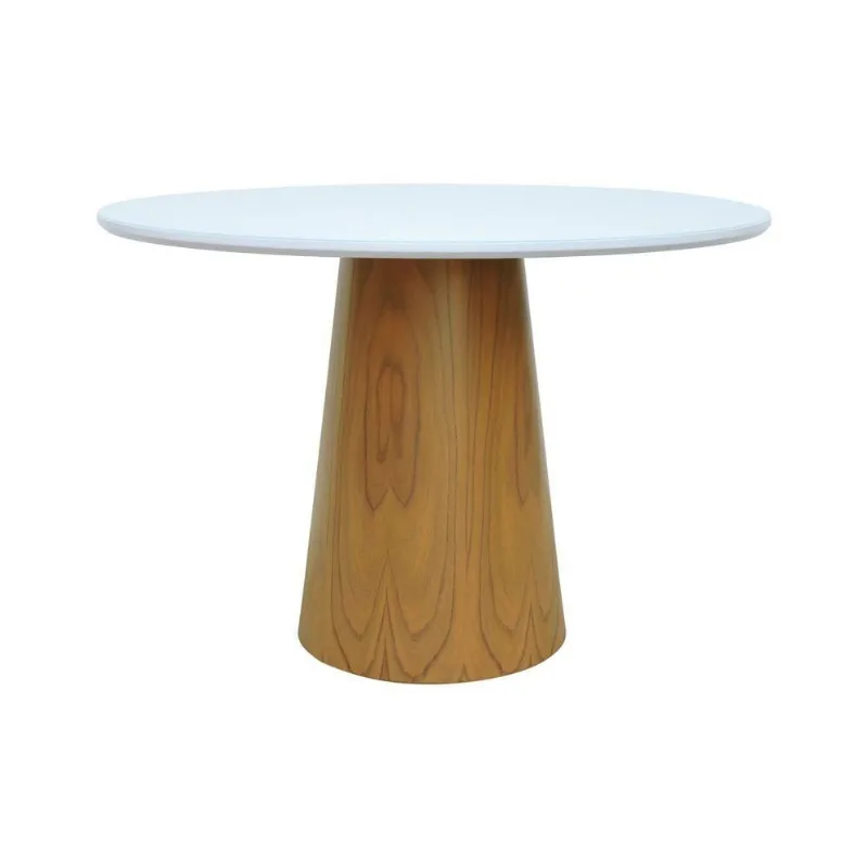 Mesa De Jantar Tampo Em Vidro Base Cone Laminado Cinamomo Tampo 120 Branco-vidro Branco