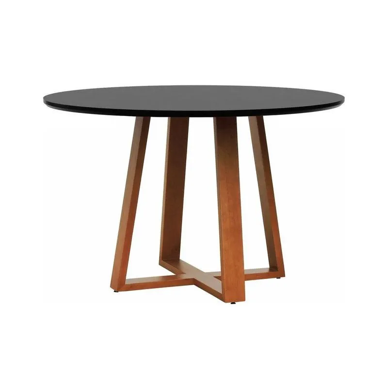 Mesa De Jantar Madri Madeira Maciça - Amêndoa Tampo 150 Laqueado Preto