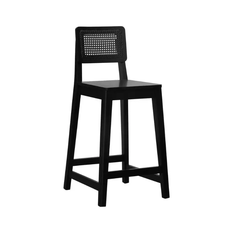 Banqueta Gabi Madeira Maciça Encosto C- Telinha C- 68cm Altura - Preto Assento Madeira Preto