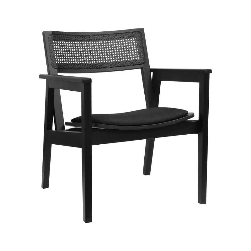 Poltrona Gusty com Encosto Telinha Assento Anatômico Linho Confortável Preto Decorise