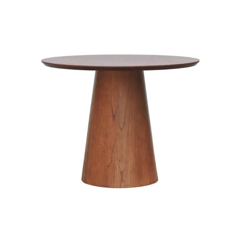 Mesa de Jantar Base Cone Redonda MDF Laminado 90CM Cinamomo Amêndoa