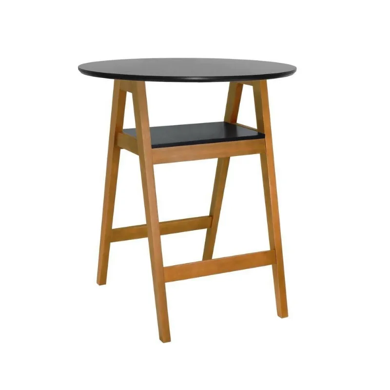 Mesa Bistrô Miami 2 Lugares Redonda MDF Laqueado Amêndoa e Preto Decorise