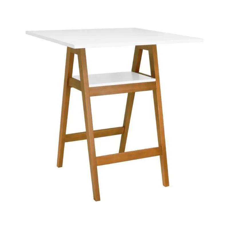 Mesa Bistrô Miami sem Porta 1 Prateleira Madeira Maciça MDF 80CM Amêndoa Decorise