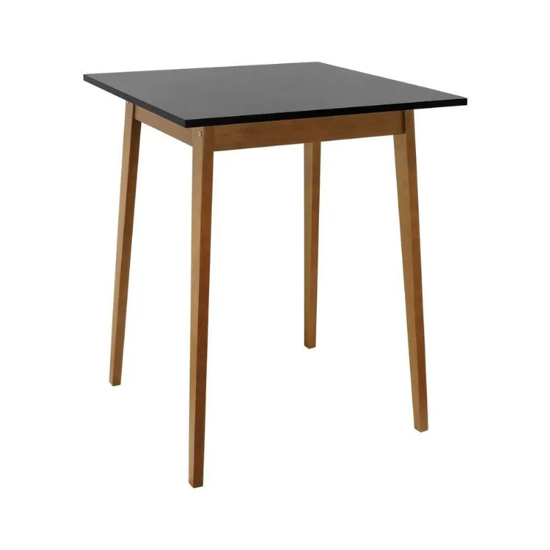 Mesa Alta Bistrô Caribe sem Porta 1 Prateleira Madeira Maciça 80CM Amêndoa com Tampo Preto Decorise