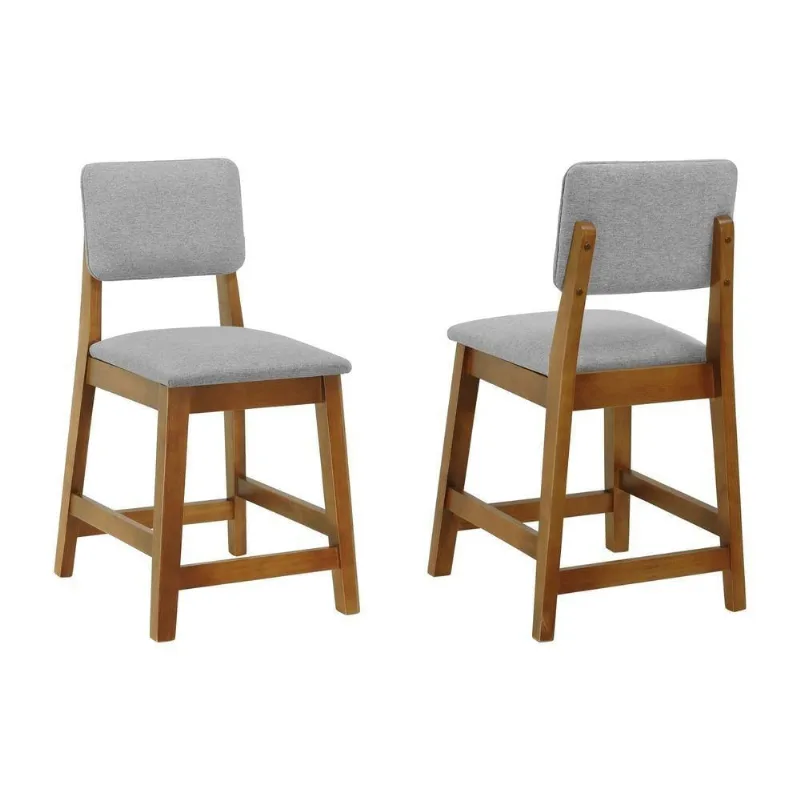 Kit 2 Banquetas Baixa Cadeira Paris Madeira Maciça Estofado Linho Impermeável Amêndoa Decorise