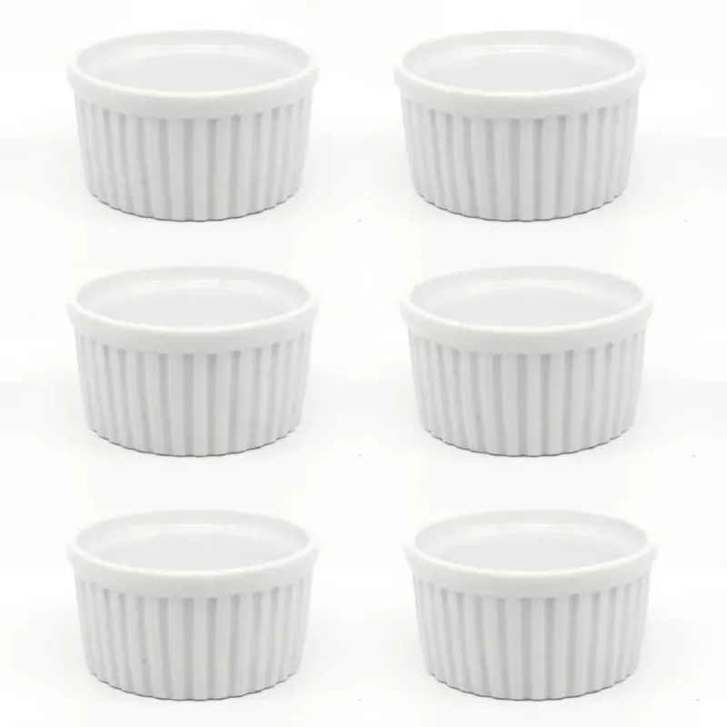 3x Kit 6x Ramekin 77ml Porcelana Molheira Porta Molho Pequen