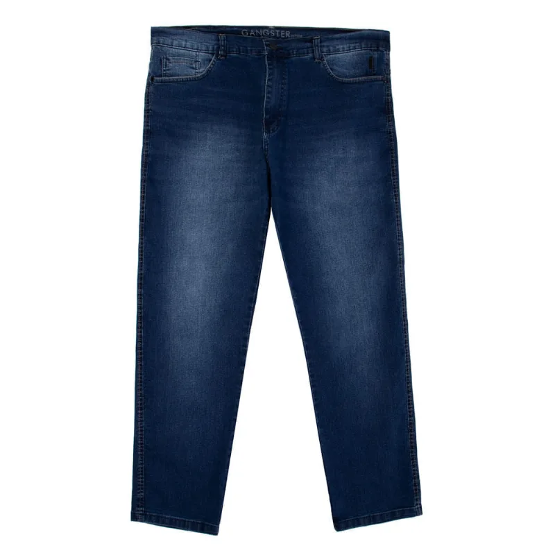 Calça Jeans Masculina Gangster Plus Size Regular Azul - 50