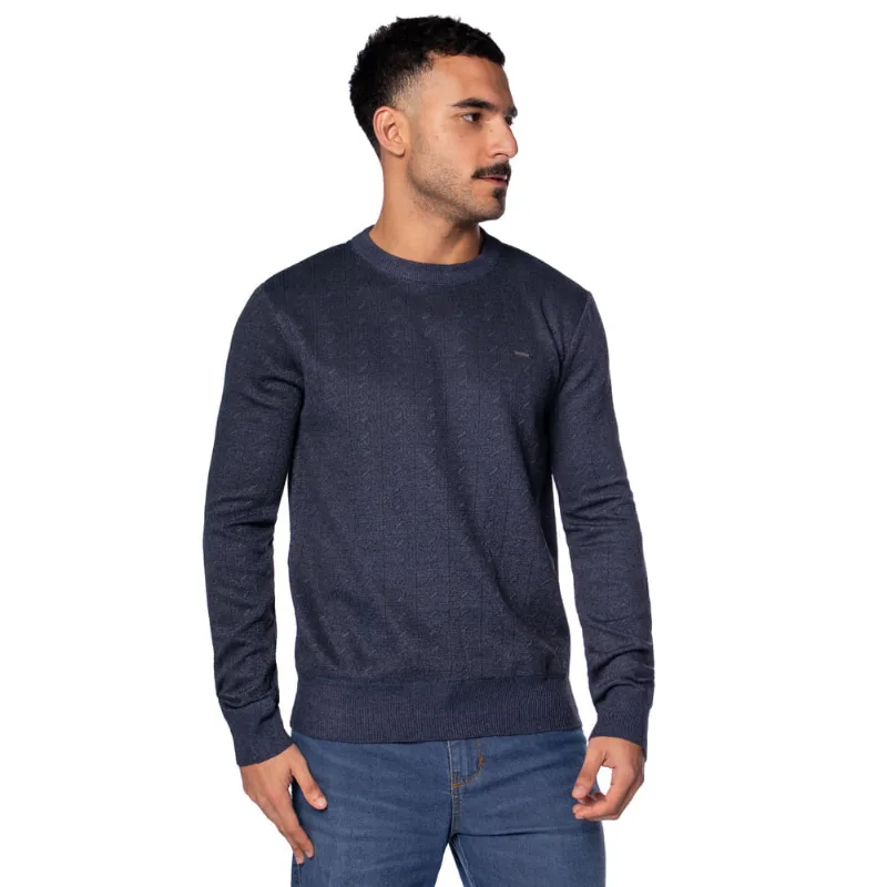 Suéter Masculino Dixie Tricot Listrado Marinho Mescla - P