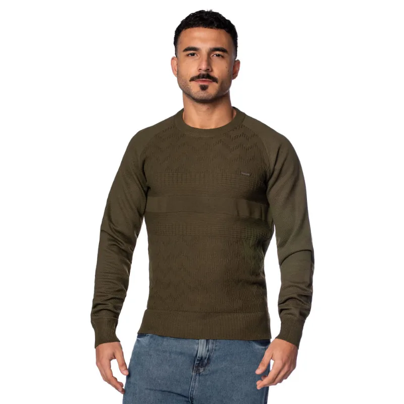Suéter Masculino Dixie Tricot Texturizado Verde Musgo - P