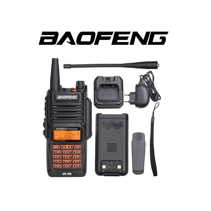 Rádio ht comunicador baofeng uv 9R 10W IP67 A prova D'ÁGUA com capa em couro