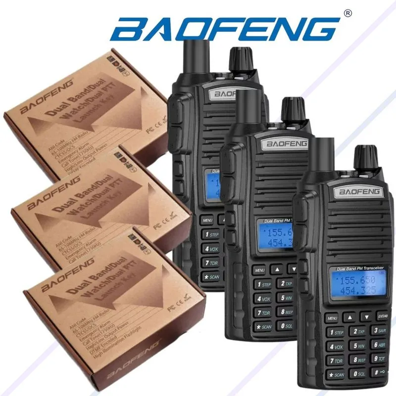 3 Rádio Baofeng UV82 uhf vhf 10W Walkie Talkie Portátil 3 Rádios ht Comunicadores vhf uhf Portátil Baofeng UV-82 10W