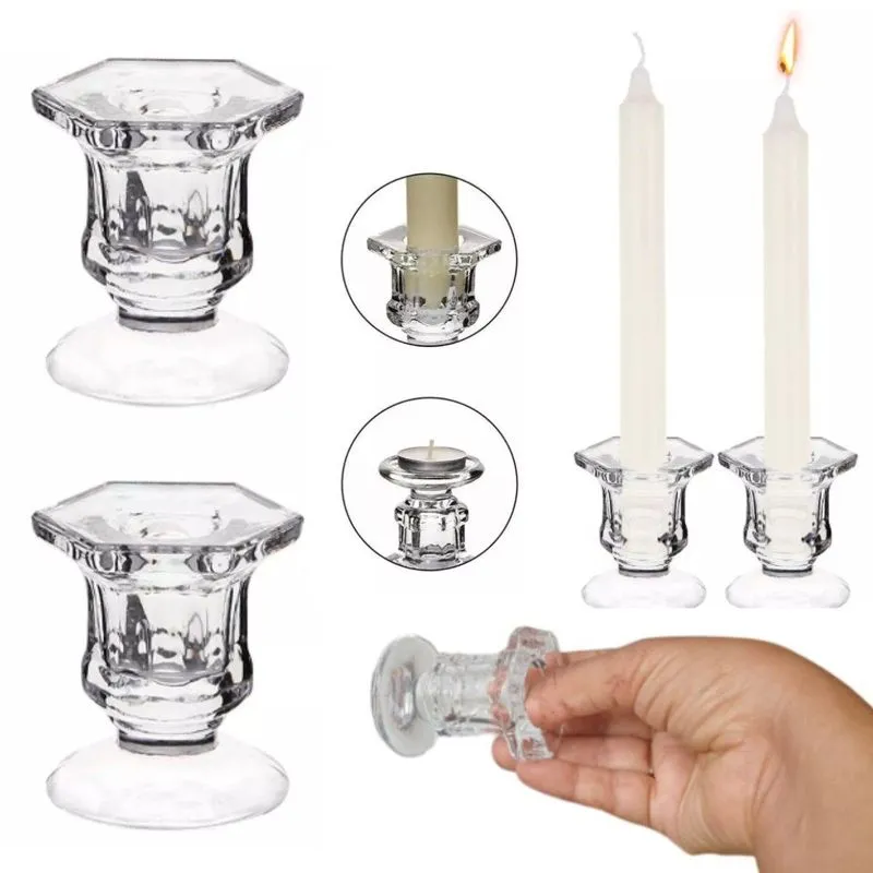 6 Castiçal Vidro Porta Velas Enfeite Decoração Luxo Cartiçal