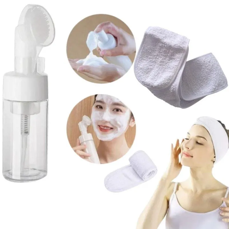 Kit Frasco Pump Espumador E 2 Faixas De Cabelo Skin Care