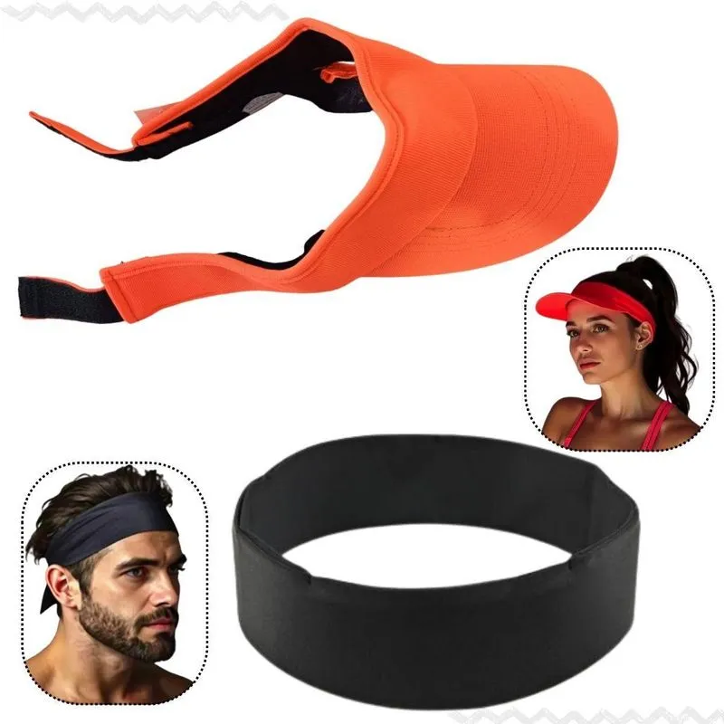 Kit Faixa Headband E Viseira Neon Fluorescente Anti Suor