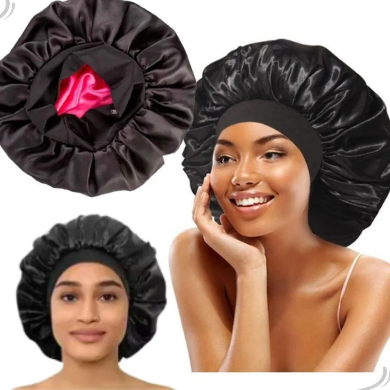 Touca Cetim Dupla Face Grande Anti Frizz Dormir Cabelo Liso