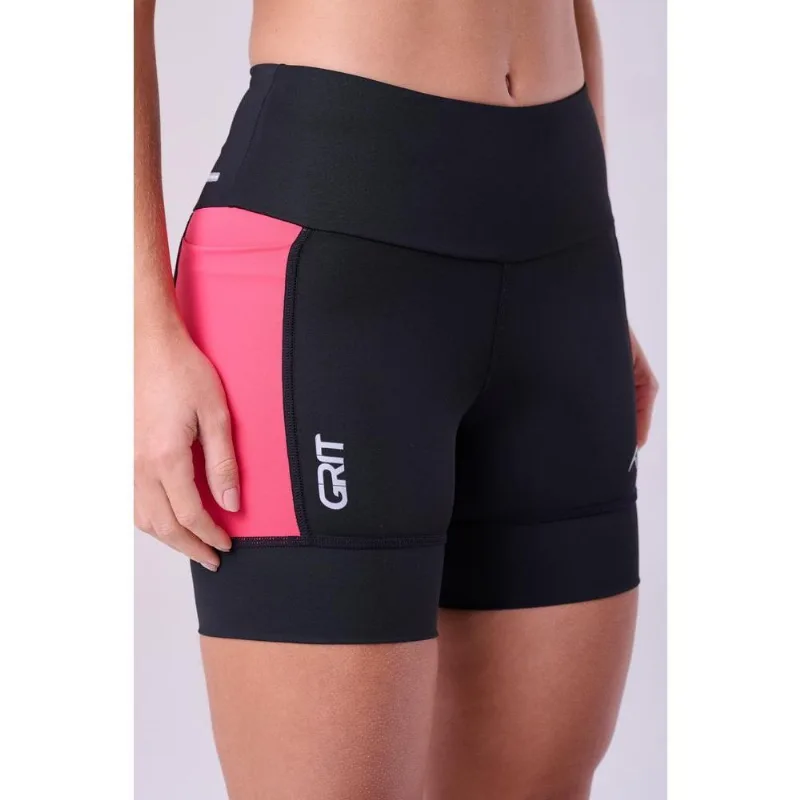 Bermuda Feminina Running Bolso 15cm Authen Grit Bossa Preto/rosa M