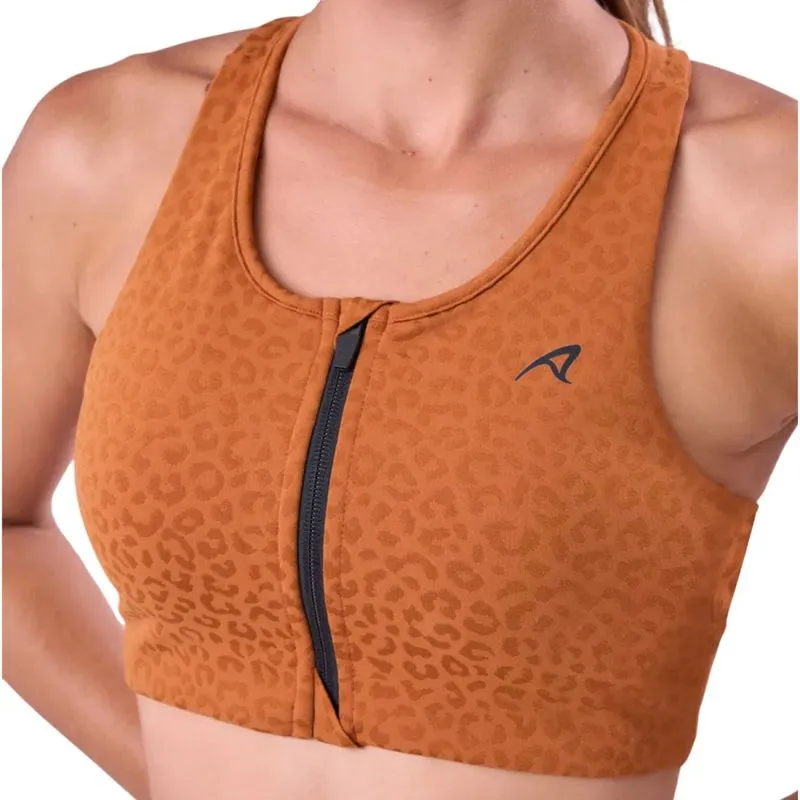 Top Authen Nadador Com Ziper Animal Texture M / Marrom