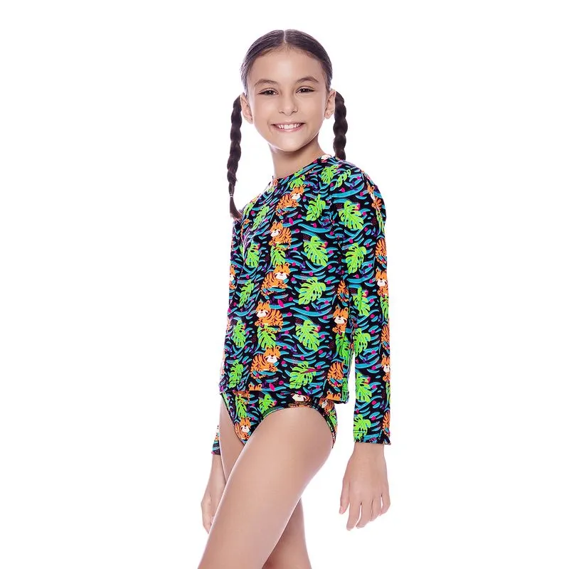 Camiseta Infantil Manga Longa Jungle Tiger - TIGRE PRETO 6