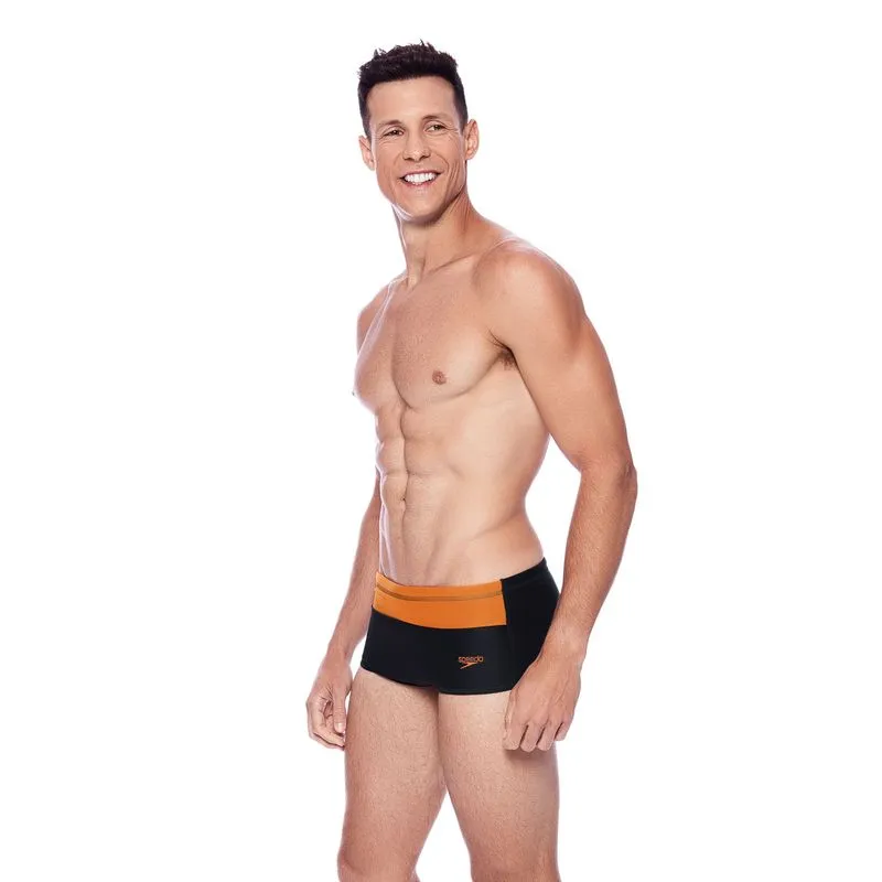 Sunga Tradicional Color Block - PRETO TANGERINA G
