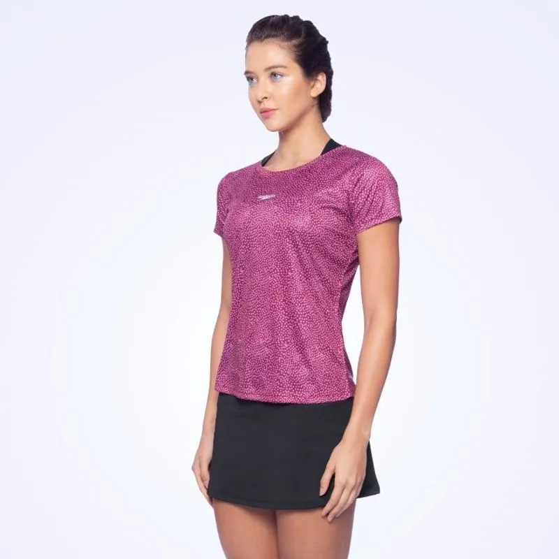 Camiseta Feminina Dry Fit Estampada - Ameixa P