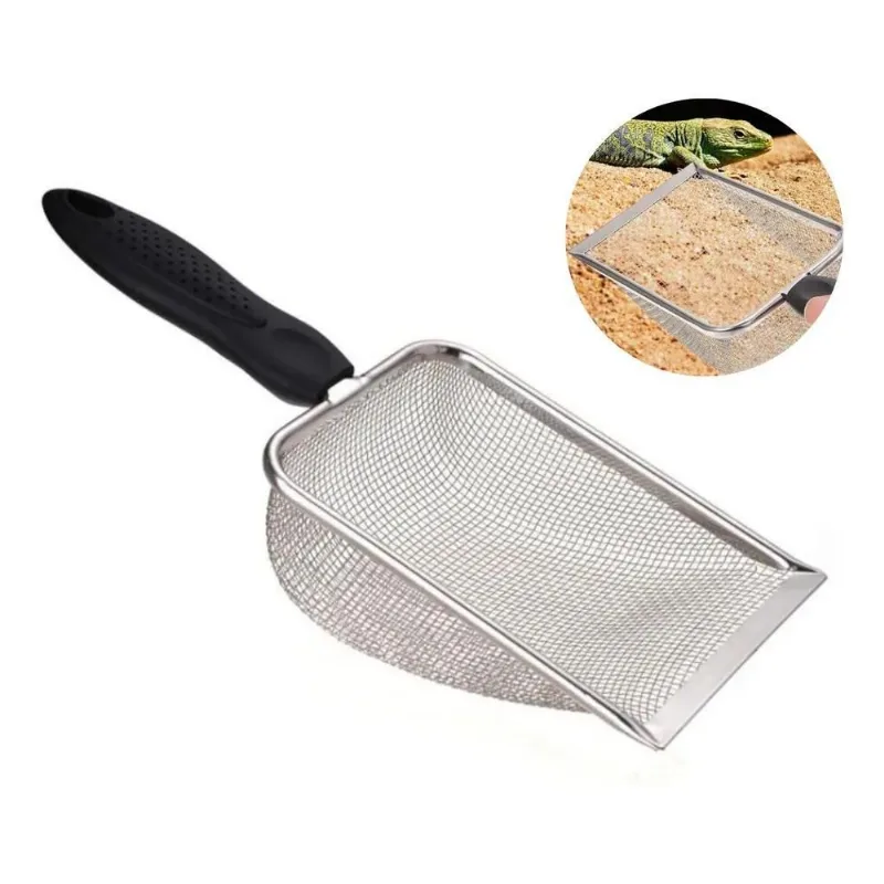 Pazinha Coletora Para Areia Gato Pet Aço Inox - Malha Fina