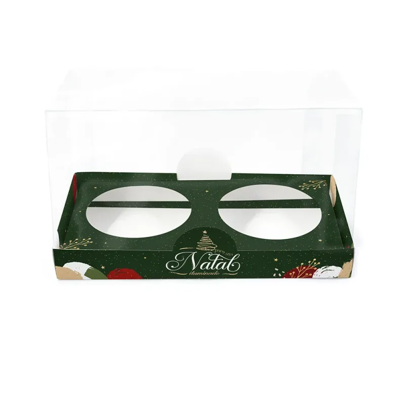 Caixa para Mini Panetone Duplo - Cores de Natal c/ 10 Un
