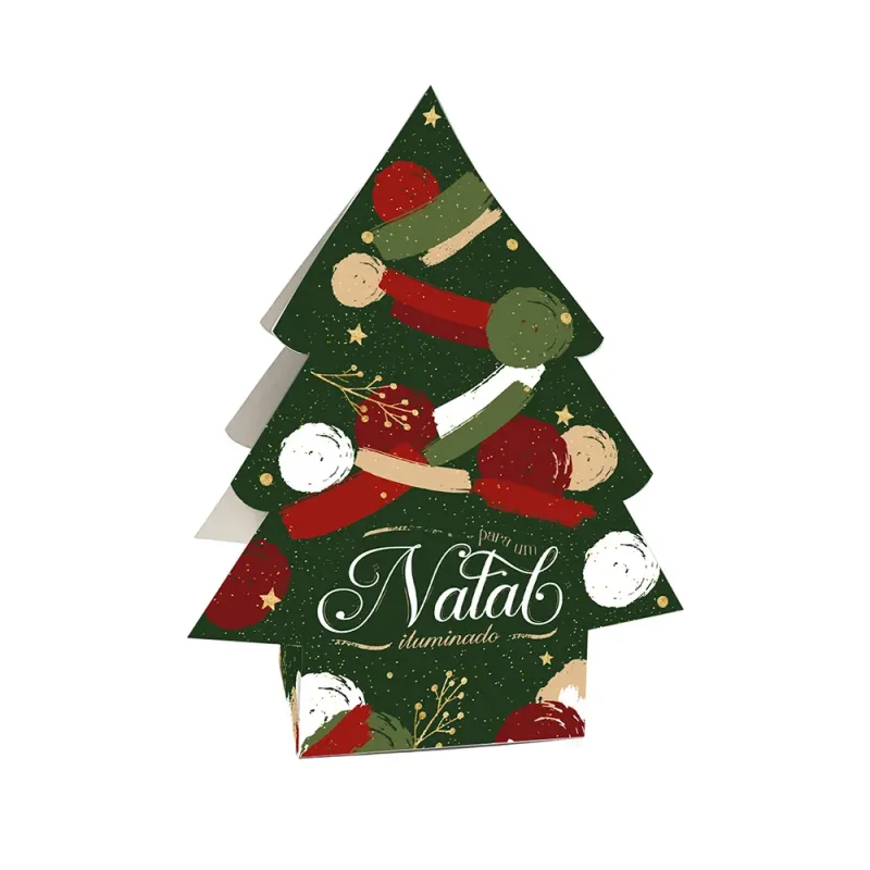 Suporte Árvore para Mini Panetone - Cores de Natal c/ 10 Un