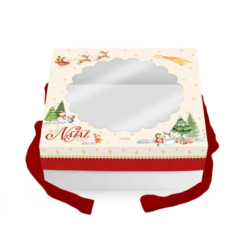 Caixa para Guirlanda c/ Visor e Alça - Vila de Natal c/ 10 Un