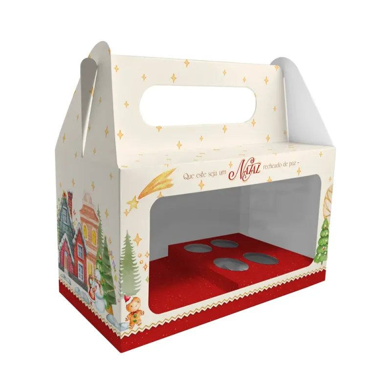 Caixa Maleta Mini Confeiteiro - Vila de Natal c/ 5 Un