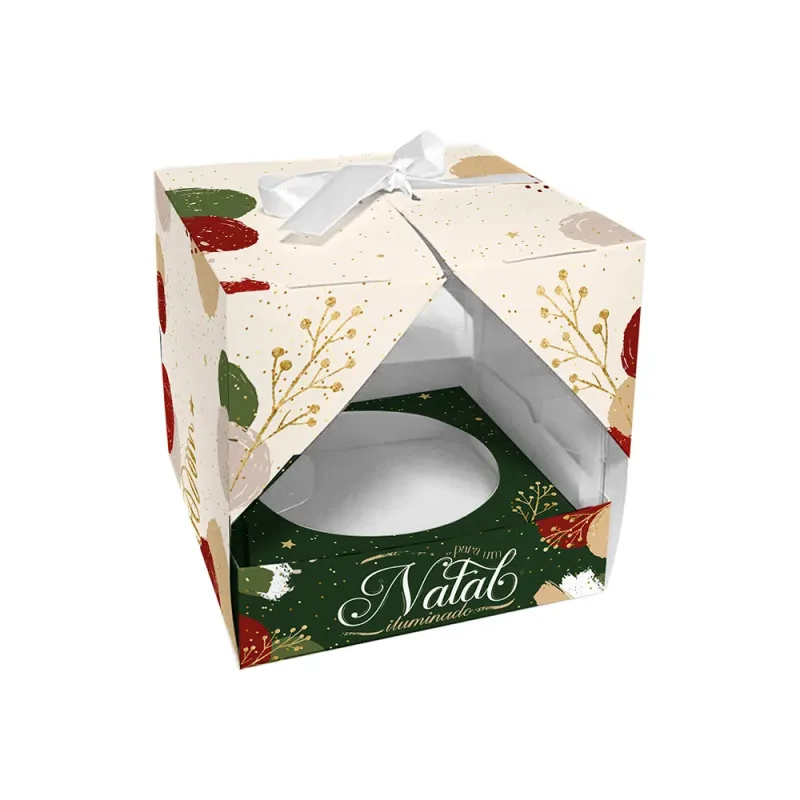 Caixa Presente Mini Panetone - Cores de Natal c/ 10 Un