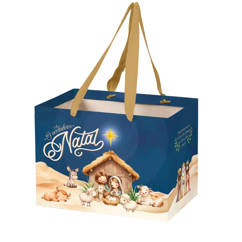 Sacola de Papel M - O Verdadeiro Natal c/ 10 Un