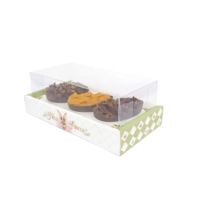 Caixa Luxo para Trio de Mini Ovos de 50g - Doce Páscoa c/ 10 Un