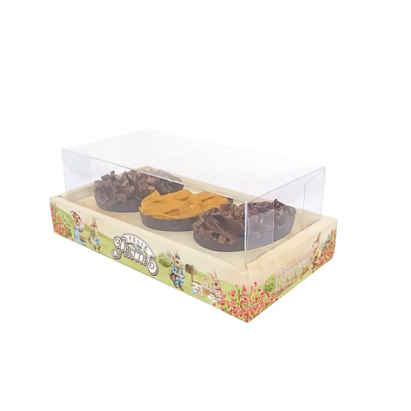 Caixa Luxo para Trio de Mini Ovos de 50g - Domingo de Páscoa c/ 10 Un