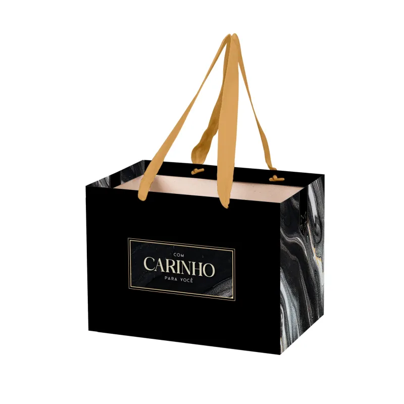 Sacola de Papel M - Com Carinho c/ 10 Un