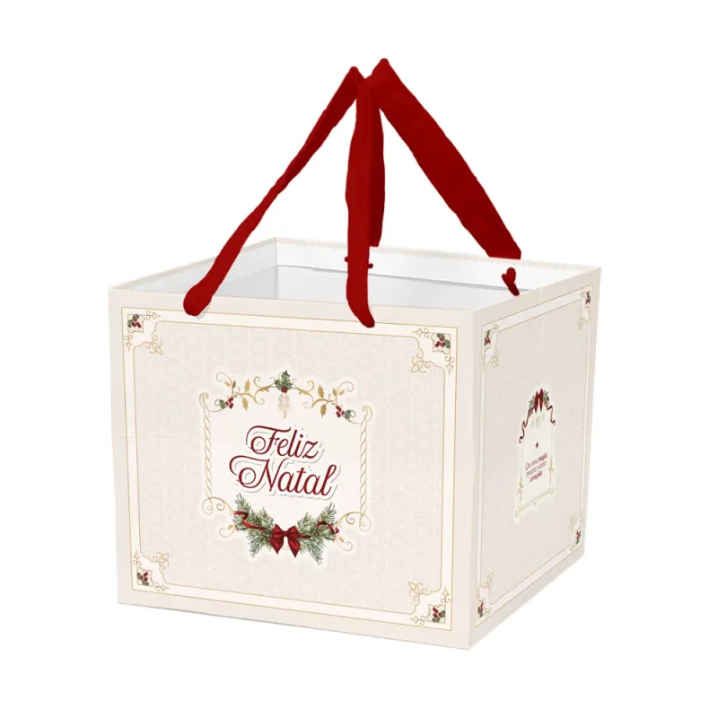 Sacola de Papel Pudim - Natal Classic c/ 10 Un