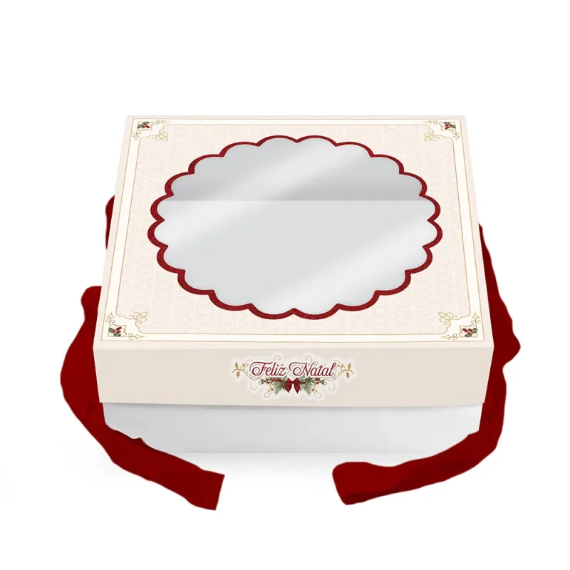 Caixa para Guirlanda c/ Visor e Alça - Natal Classic c/ 10 Un