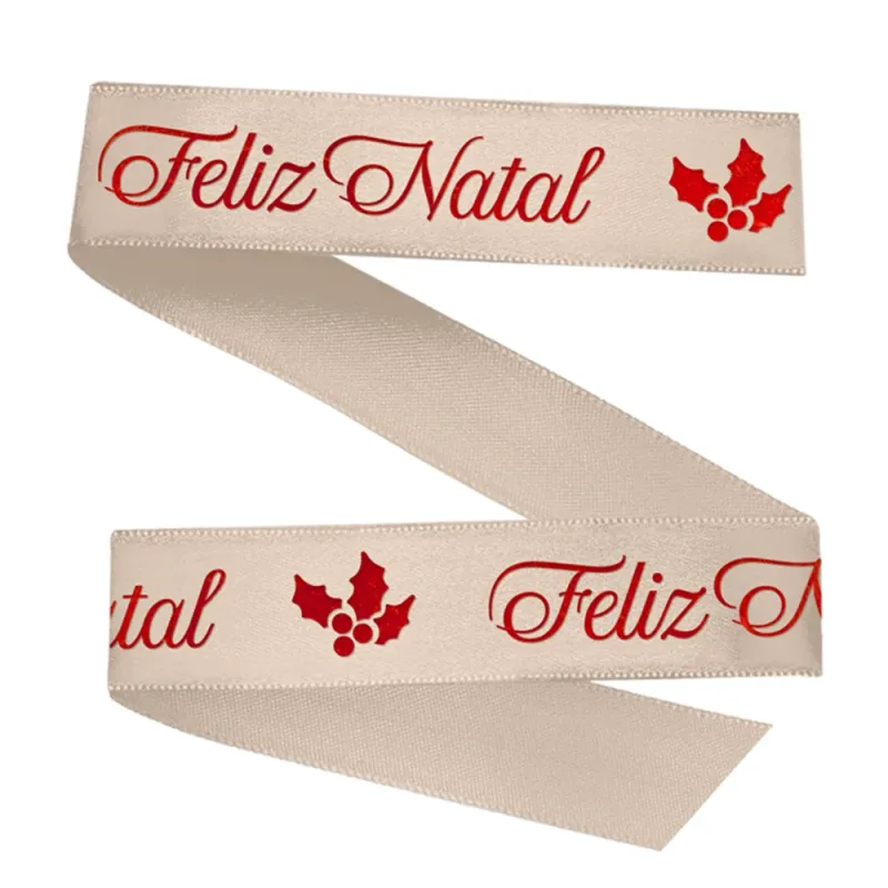 Fita Cetim Premium Aveia - Natal Classic - 22 mm - c/ 50m