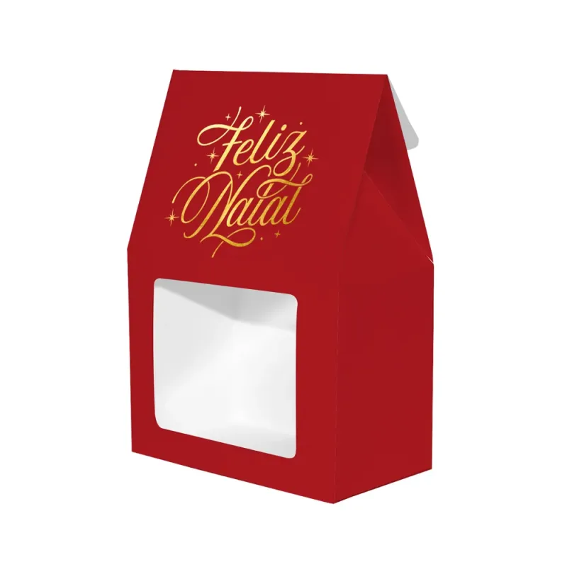 Caixa para Dragê c/ Visor - Feliz Natal c/ 10 Un