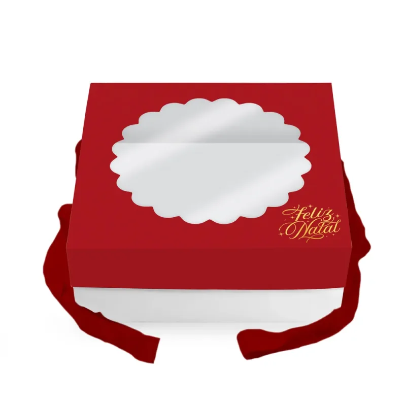 Caixa para Guirlanda c/ Visor e Alça - Feliz Natal c/ 10 Un