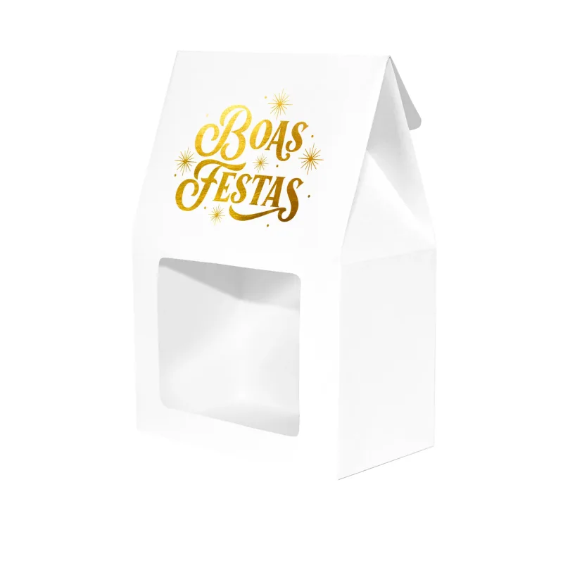 Caixa para Dragê c/ Visor - Boas Festas c/ 10 Un