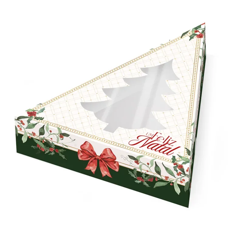 Caixa Árvore c/ Visor - Laços de Natal c/ 10 Un