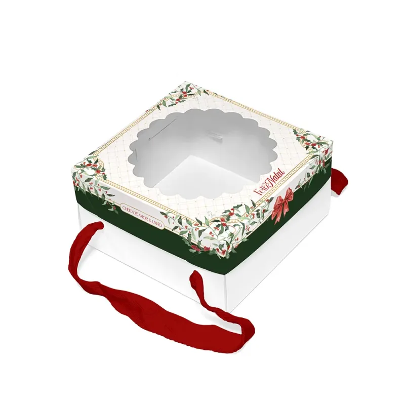 Caixa para MINI Guirlanda c/ Visor e Alça - Laços de Natal c/ 10 Un