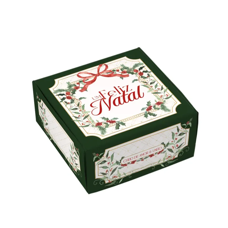 Caixa para 4 Doces - Laços de Natal c/ 10 Un