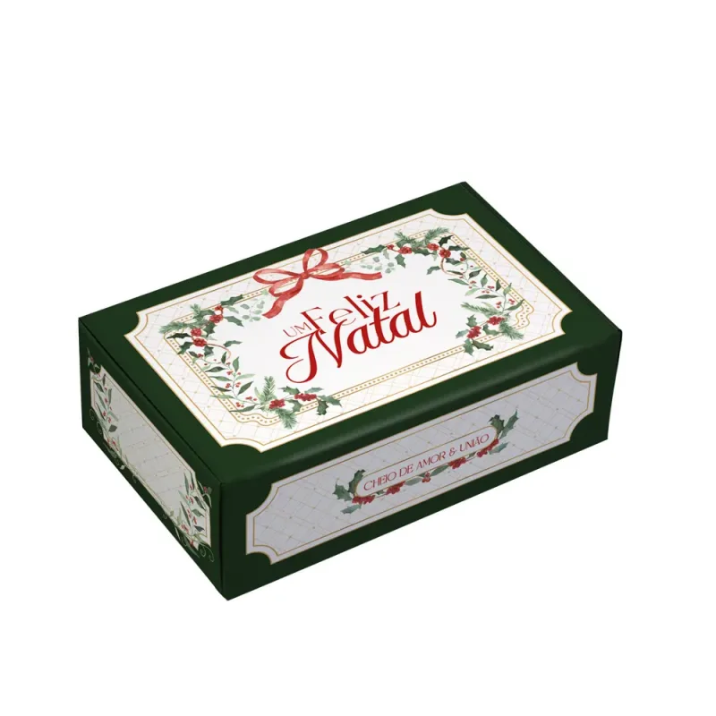 Caixa para 6 Doces - Laços de Natal c/ 10 Un