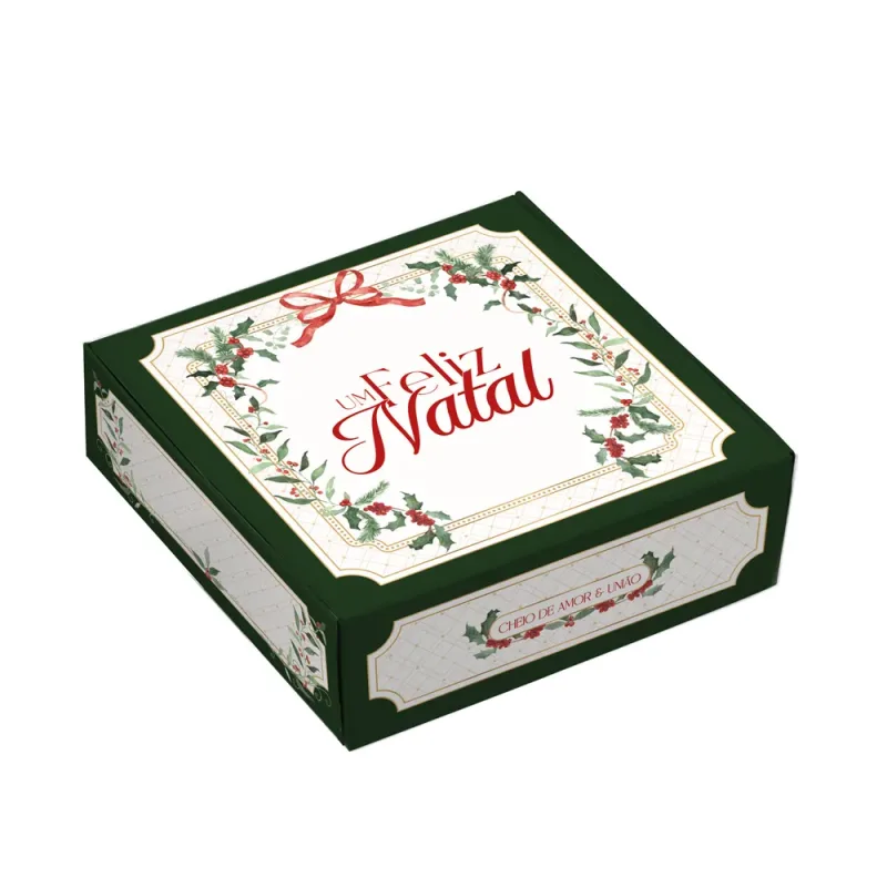 Caixa para 9 Doces - Laços de Natal c/ 10 Un